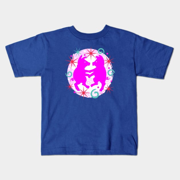 Dancing Pink Pigs Kids T-Shirt by Designs by Connie